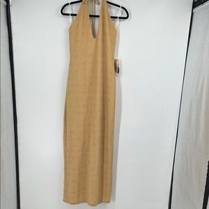 Vintage Jessica McClintock for Gunne Sax Gold Halter Backless Dress Size 11